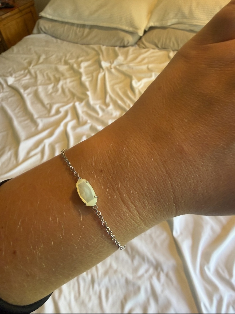 Kendra Scott Elaina Adjustable Chain Bracelet - Silver and Mother of Pearl